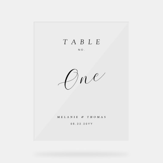 Numéro de table de script noir élégant minimal Mar (Recto)