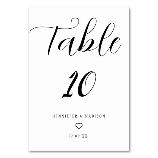 Numéro de table de script noir et blanc personnali (Dos)