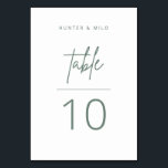 Numéro de table de script simple Carte de réceptio<br><div class="desc">Notre panneau de numéro de table mariage est doté d'une écriture de script simple dans des couleurs modernes - parfait pour aider vos invités à trouver leur table à votre réception de mariage ou d'événement. Cet article fait partie de notre collection Hunter mariage H100, s'il vous plaît magasiner notre magasin...</div>