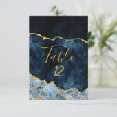 Numéro de table de sièges en agate marbrée bleu ma (Debout devant)