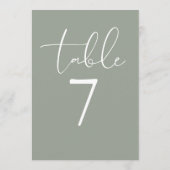 Numéro de table de style moderne élégant vert saug (Dos)