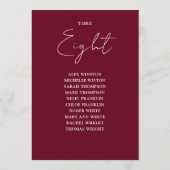 Numéro de table de tableau de sièges moderne rouge (Dos)