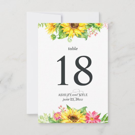 Numéro de table de tournesol avec arrière - plan b (Devant)