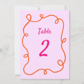 Numéro de table de trame rose orange (Devant)