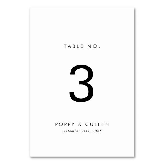 Numéro de table de typographie chic (Par défaut)