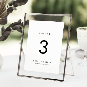 Numéro de table de typographie chic