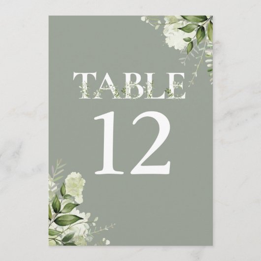 Numéro de table de typographie florale de verdure (Devant)