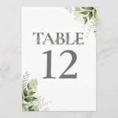 Numéro de table de typographie florale de verdure (Devant)