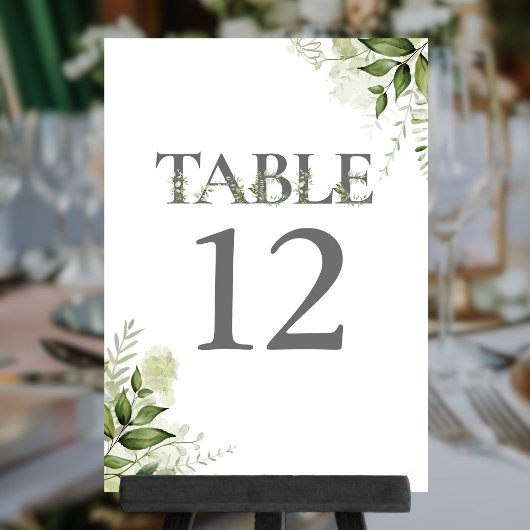 Numéro de table de typographie florale de verdure