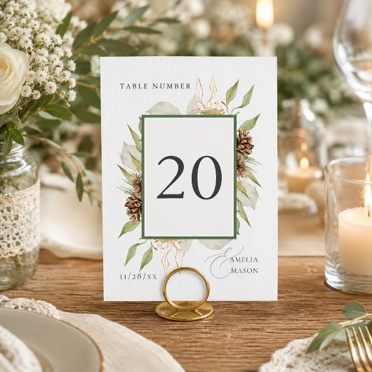Numéro de table de verdure d'eucalyptus de pomme d