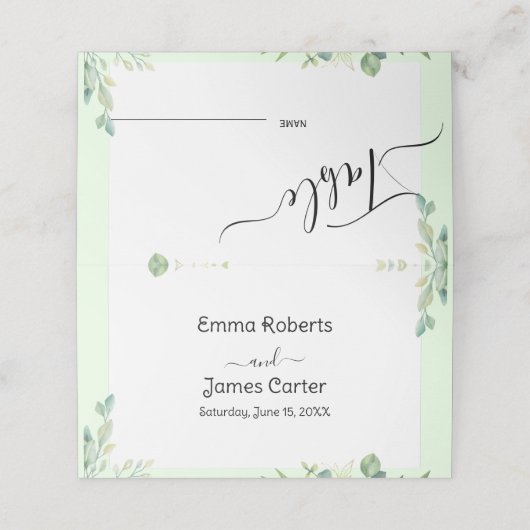 Numéro de table de verdure minimale Cartes de plac (Extérieur déplié)