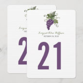 Numéro de table de vigne de vin aquarelle | Numéro (Devant / Derrière)