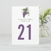 Numéro de table de vigne de vin aquarelle | Numéro (Debout devant)