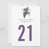 Numéro de table de vigne de vin aquarelle | Numéro (Dos)