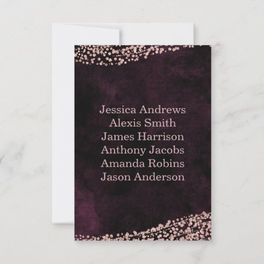 Numéro de table de vin de Marsala et or rose (Dos)