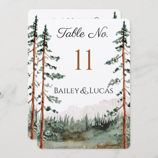 Numéro de table de vue de montagne (Devant / Derrière)