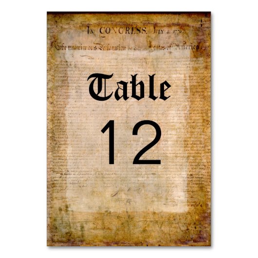 Numéro De Table Déclaration d'indépendance 📜 USA Parchment (Dos)