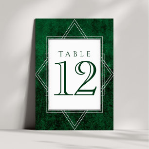 Numéro De Table Déco Art Déco Vert Géométrique   Mariage moderne