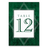Numéro De Table Déco Art Déco Vert Géométrique | Mariage moderne (Dos)