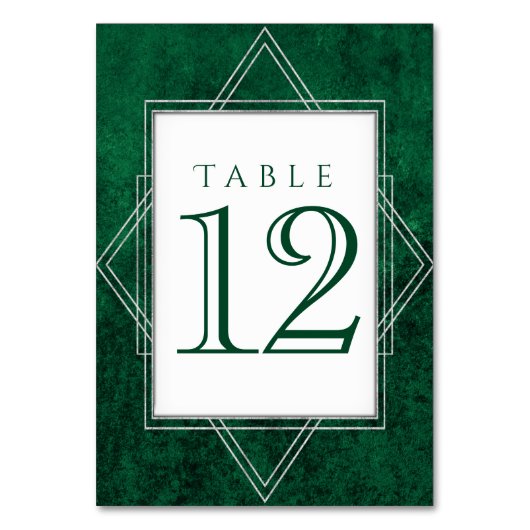 Numéro De Table Déco Art Déco Vert Géométrique | Mariage moderne (Dos)