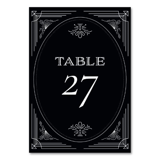 Numéro De Table Déco moderne | Élégant Mariage noir et blanc Onyx (Par défaut)