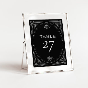 Numéro De Table Déco moderne Élégant Mariage noir et blanc Onyx