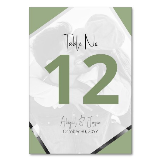 Numéro De Table Décontracté moderne Photo Sage Vert (Dos)