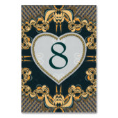 Numéro De Table Décor d'amour moderne dentelle Or Turquoise Table  (Par défaut)