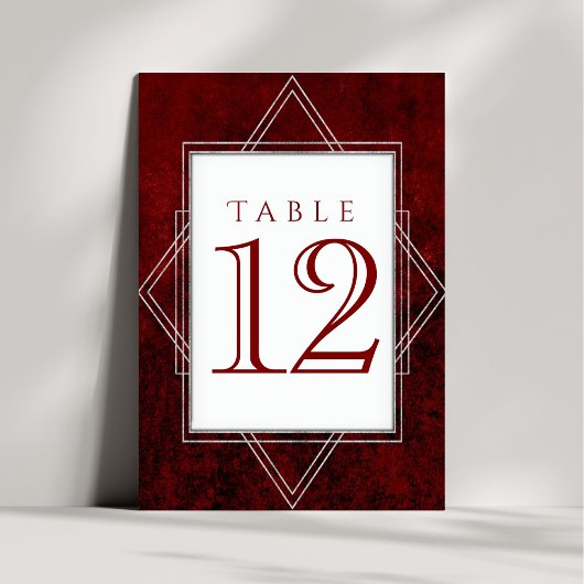 Numéro De Table Décor géométrique rouge | Roarin 20s moderne