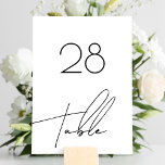 Numéro De Table Décor Mariage moderne design<br><div class="desc">Noir sur blanc Script Mariage élégant Mariage Numéro de table - moderne et impressionnant - partie d'une collection</div>