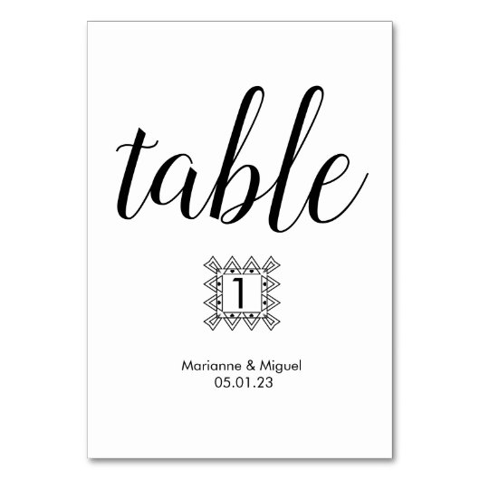Numéro de table décoratif noir et blanc de mariage (Par défaut)