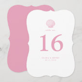 Numéro de table découpé en coquillage rose blush p (Devant / Derrière)