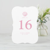 Numéro de table découpé en coquillage rose blush p (Debout devant)