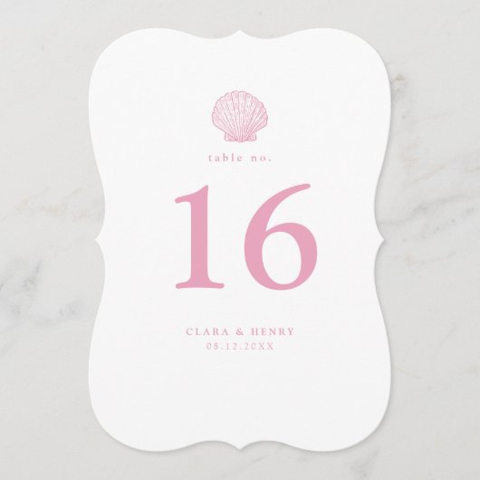 Numéro de table découpé en coquillage rose blush p (Devant)