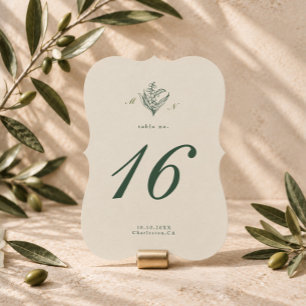 Numéro de table découpé en forme de muguet