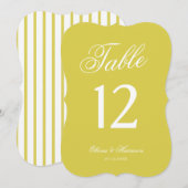 Numéro de table découpé Jaune Mariage Citron (Devant / Derrière)