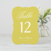 Numéro de table découpé Jaune Mariage Citron (Debout devant)