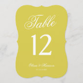 Numéro de table découpé Jaune Mariage Citron (Devant)