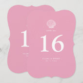 Numéro de table découpé pour mariage côtier rose p (Devant / Derrière)