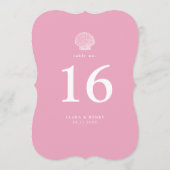 Numéro de table découpé pour mariage côtier rose p (Dos)