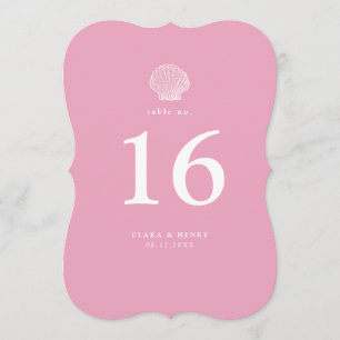Numéro de table découpé pour mariage côtier rose p