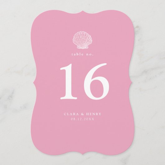 Numéro de table découpé pour mariage côtier rose p (Devant)
