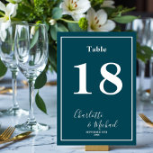 Numéro De Table Deep Teal Script Minimalist Wedding