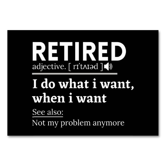 Numéro De Table définition à la retraite, drôle de retraite, retra (Devant)