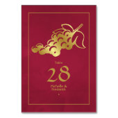 Numéro De Table Dégustation de vin Marsala et or (Dos)
