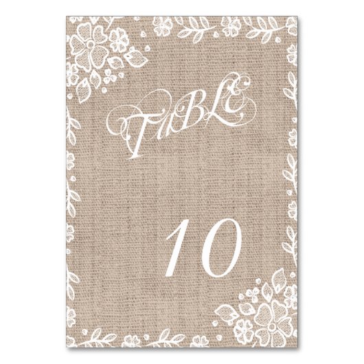 Numéro De Table Délicat Burlap Dentelle Rustique Mariage Numéros d (Dos)