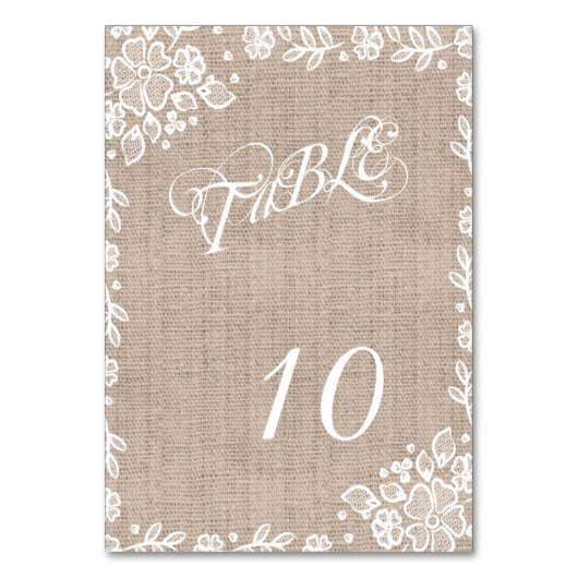 Numéro De Table Délicat Burlap Dentelle Rustique Mariage Numéros d (Par défaut)