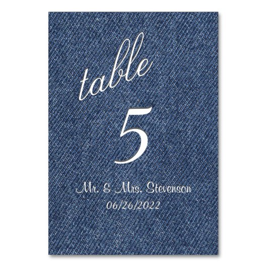 Numéro de table Denim (Dos)