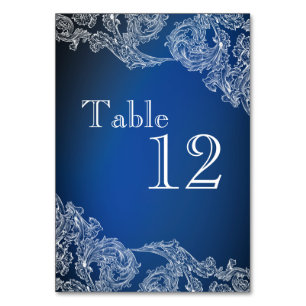 Numéro De Table Dentelle blanche sur Royal Blue Dragonlies