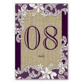 Numéro De Table Dentelle de pays vintage pourpre (Dos)